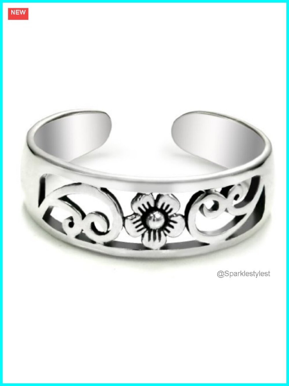 Sterling Silver Hawaiian Plumeria Flower Adjustable Toe Band Ring